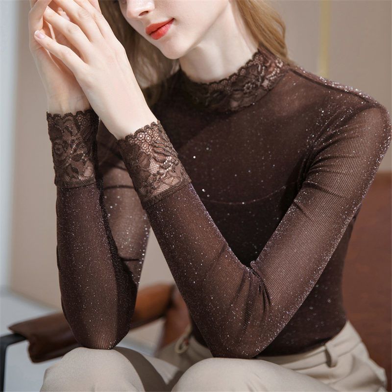 Silk Blouse - Moda Gazlı Parlak İpek Eklenmiş Dantel