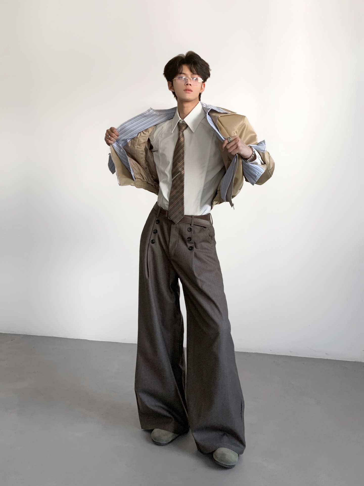 Tailored Trouser Wide - Ace Tailors Erkek Rahat Çizgili Takım