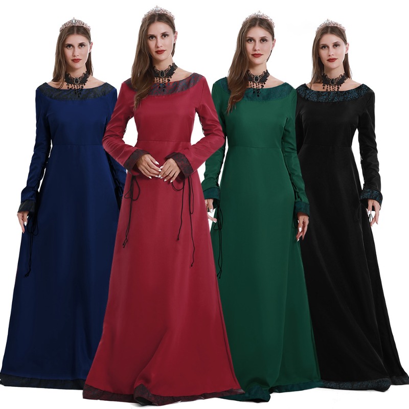 Lace Dress - Kadın Orta Çağ Uzun Elbise, V