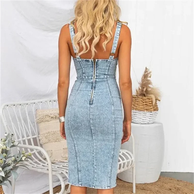 Vintage Dar Kesim Denim Sarmal - Midi Dress incelemesi ve fiyatı