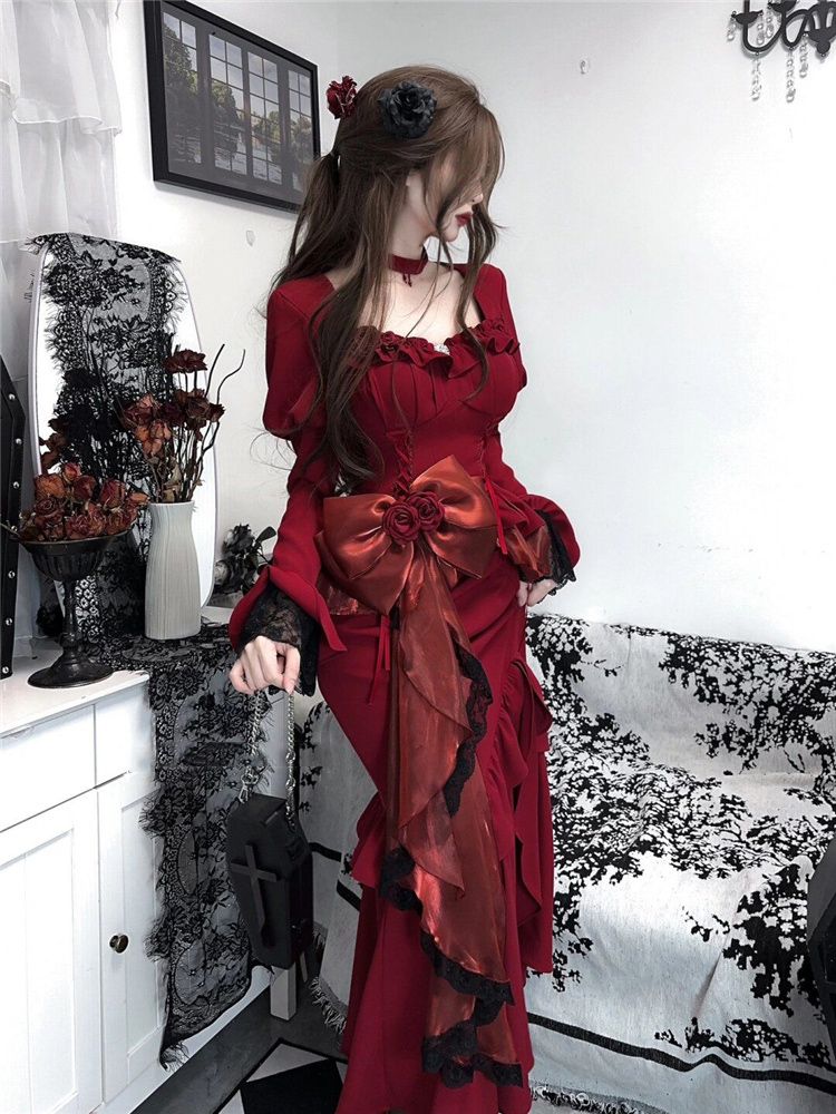 Bahar Kırmızı Vintage Elbise K - Women'S Red Formal Wear incelemesi ve fiyatı
