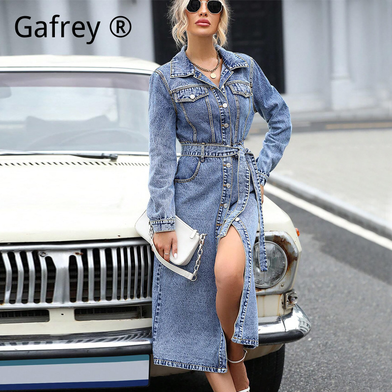 Kadınlar Uzun Kollu Denim Elbi - Midi Dress incelemesi ve fiyatı