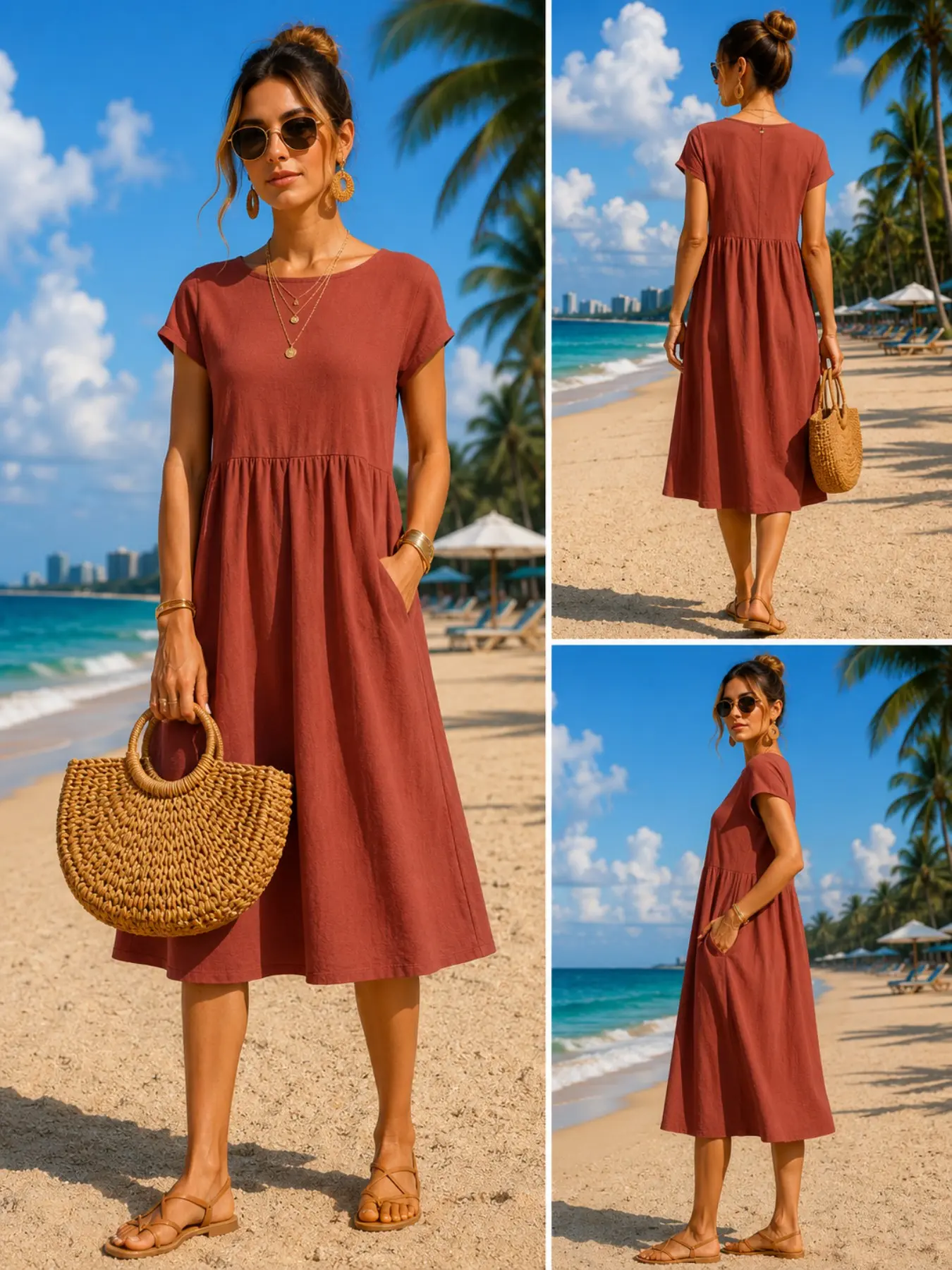 Cepli, Bol Kesim, Kısa Kollu,  - Midi Dress incelemesi ve fiyatı