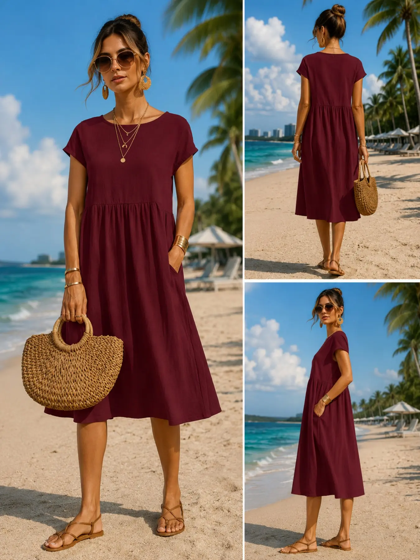 Cepli, Bol Kesim, Kısa Kollu,  - Midi Dress incelemesi ve fiyatı